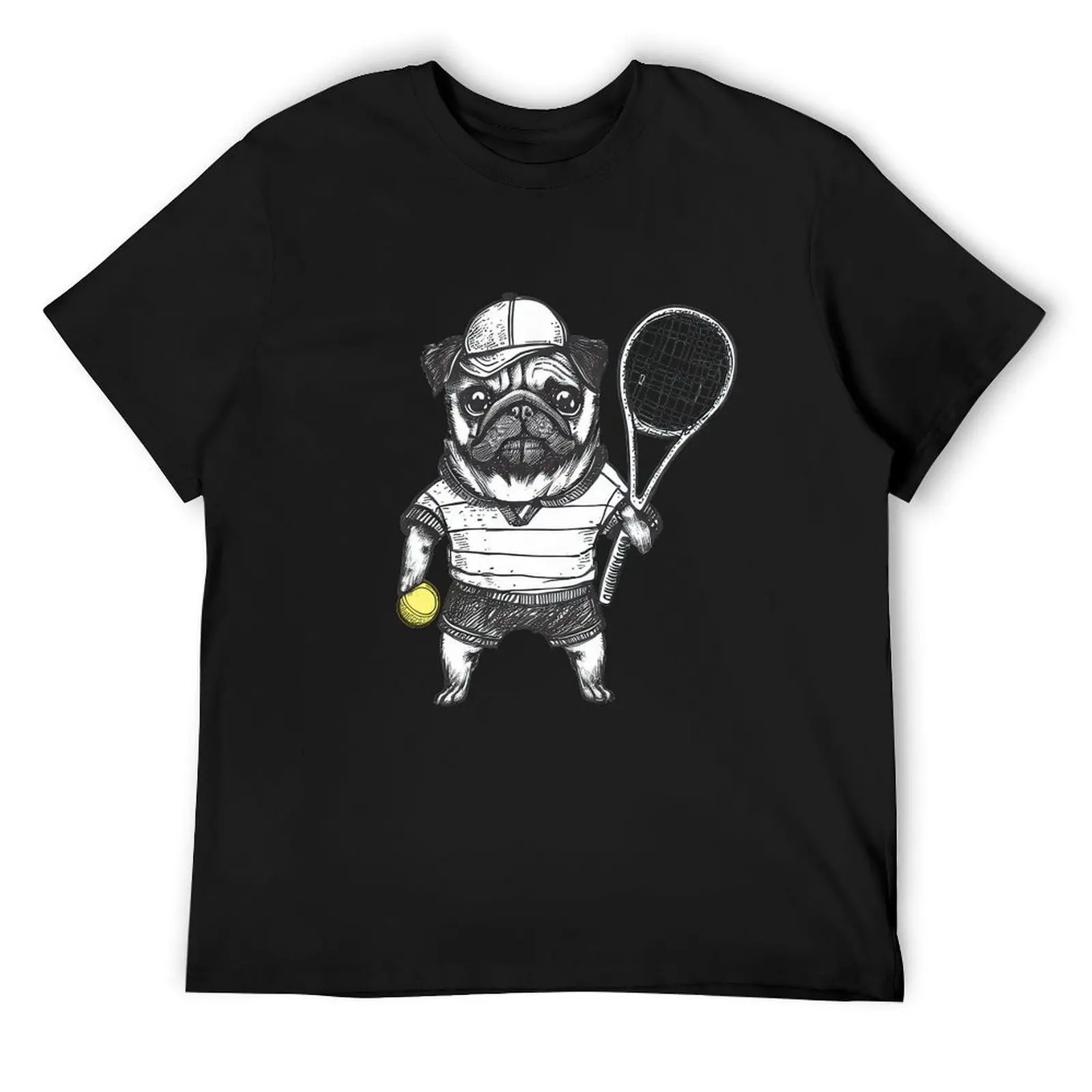 

Футболка Tennisl Pug, одежда в стиле аниме, дизайнерские рубашки, летняя одежда, футболки для мужчин, хлопок