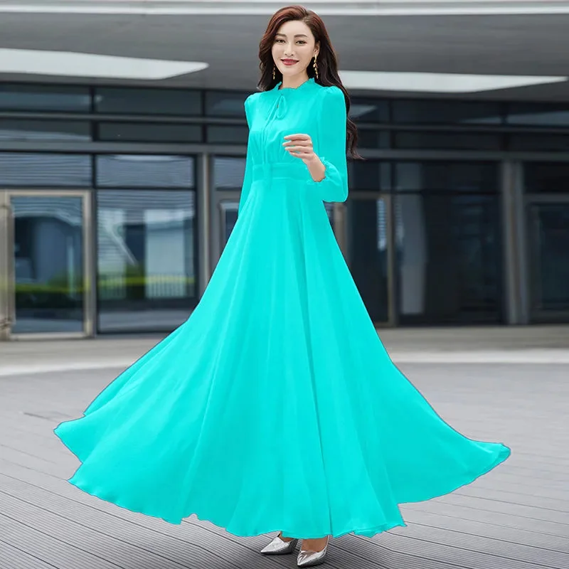 Vrouwen Jurk 2026 Nieuwe Bohemian Strand Lange Chiffon Jurken Elegante Dames Lange Mouwen 4XL Zonnejurk Slanke Vrouwen Strand Vestidos