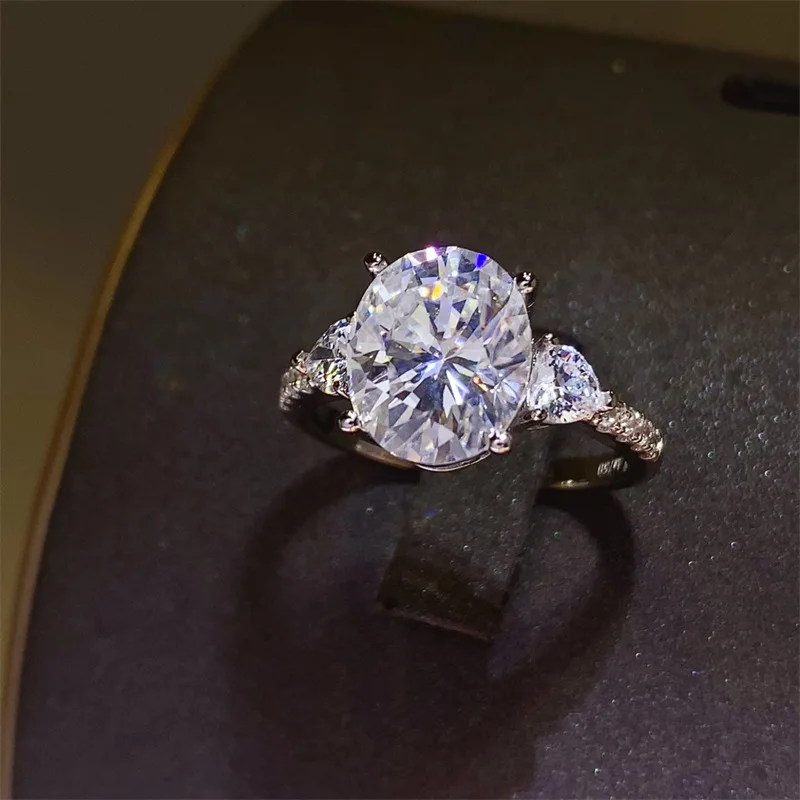 

Кольцо с овальным муассанитом Art Cut из платины PT950, 5 карат, классическое, полностью инкрустированное бриллиантами, для женщин, художественное роскошное ювелирное изделие с тонкой полировкой