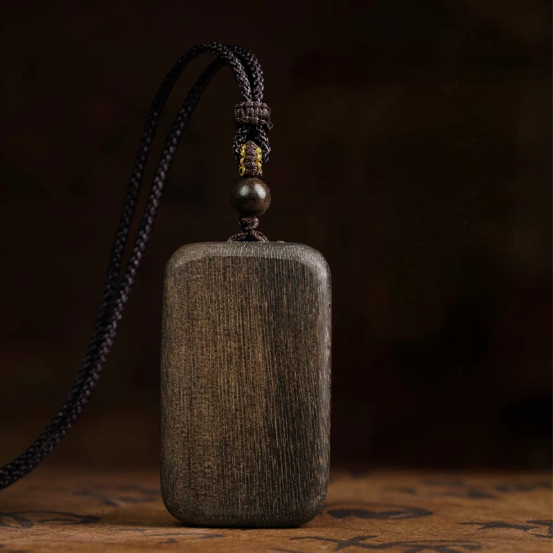 China's Natural Agarwood Raw Material Ping An Brand Pendant Necklace Pendant for Men and Women Fengshui Amulet Buddha Card