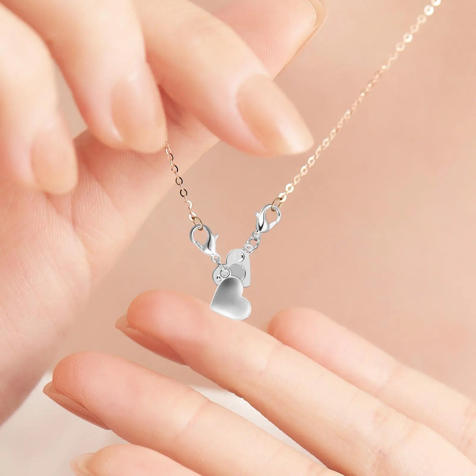 

2Pcs HeartShaped Silver 925 LobsterClaw Necklace Bracelet Jewelry Clasp DIY Magnetic Necklace Clasps Repair Clasps