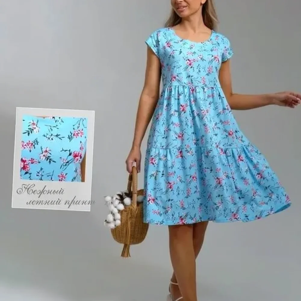 Cute Girls Floral Summer Dress Flutter Sleeve Breathable Fabric Casual A Line Princess Style Clothes For Young Kids