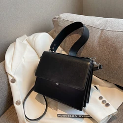 Vintage Fashion Business Bags For Women Double Strap Pure Color PU Leather Shoulder Crossbody Bag 2022 Designer Bags Luxury Tote