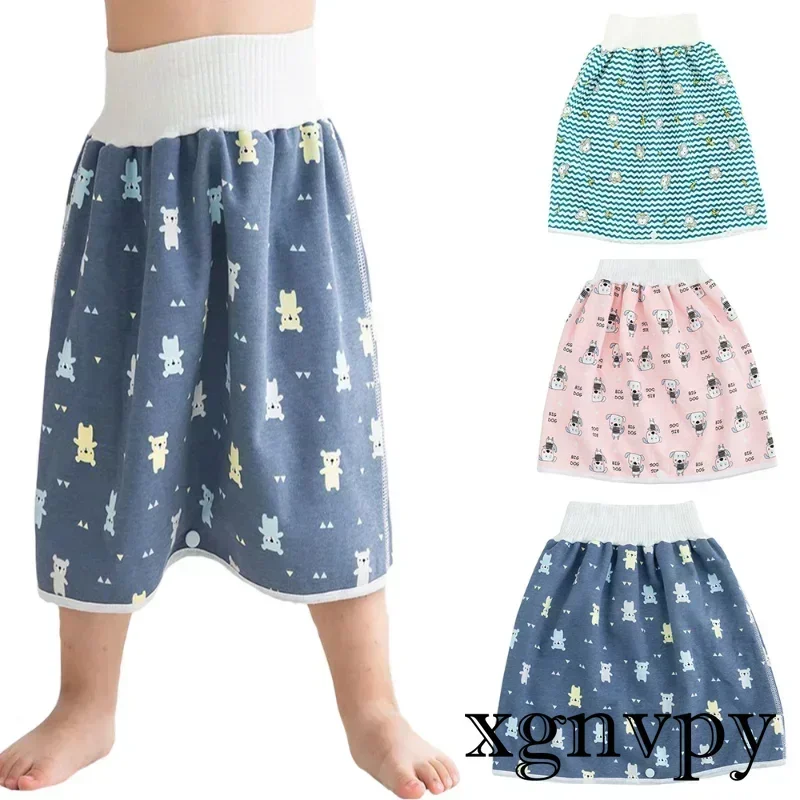 Xgnvpy pantalones de pañales impermeables para bebé, falda de entrenamiento de orinal, pantalones cortos cómodos, ropa de dormir, ropa de cama para niños y niñas