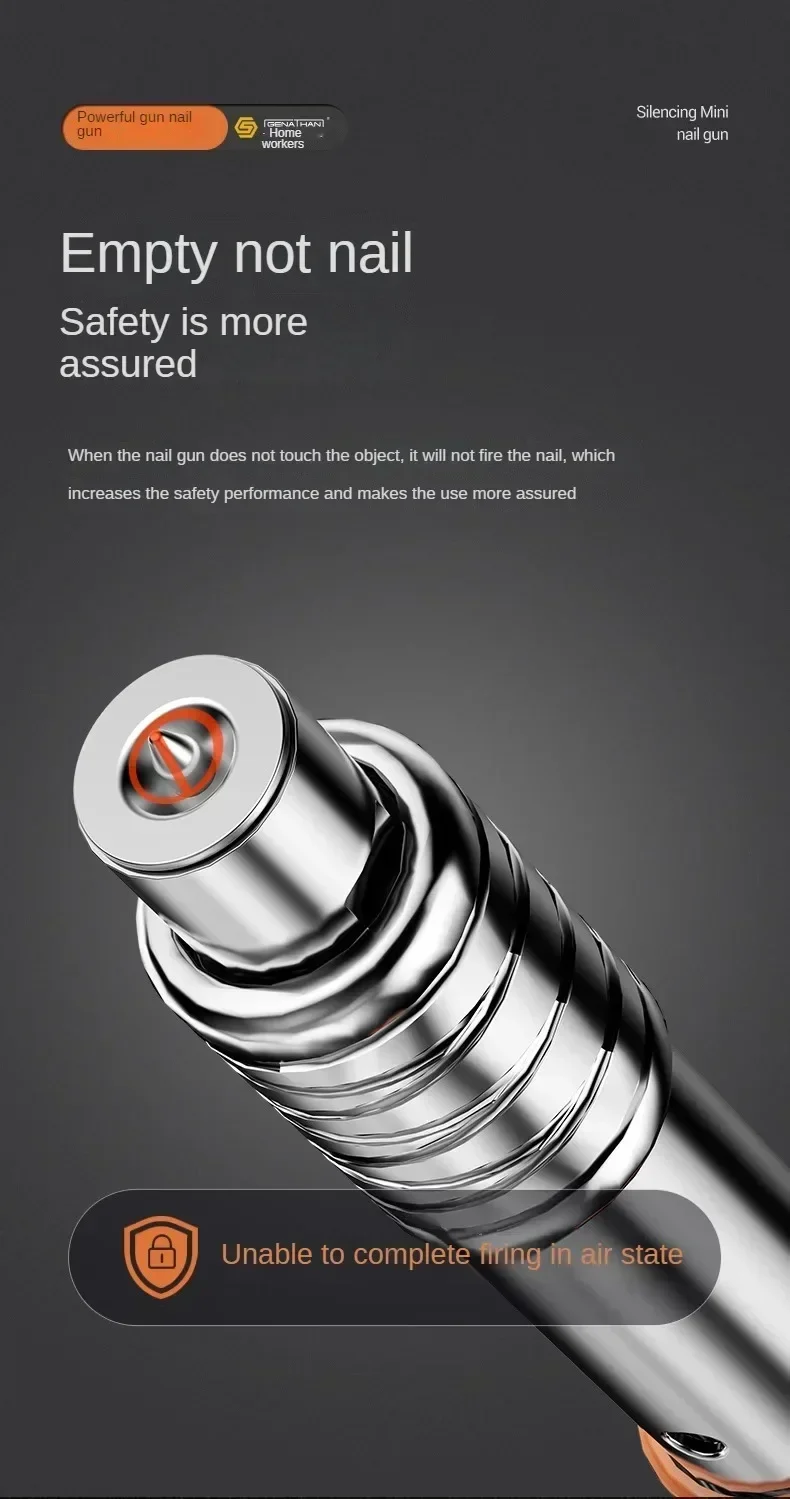 Advanced Mini Air Nail Gun for Concrete, Silent Design, Easy to Use with Handheld Steel Nail Gun