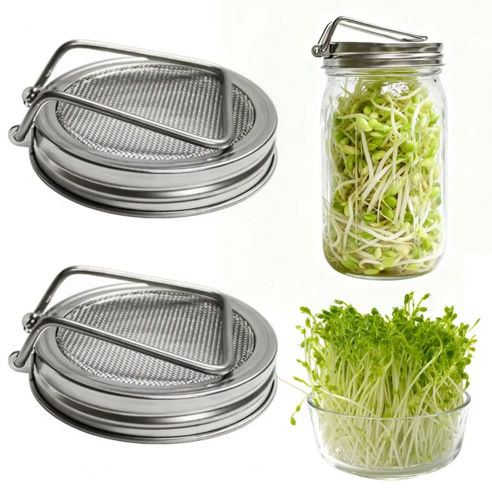 

1/2Pcs 86MM Stainless Steel Jar Sprouting Lid Bean Sprouts Growing Lid Mung Bean Plant Germination Wide Mouth Jar Strainer