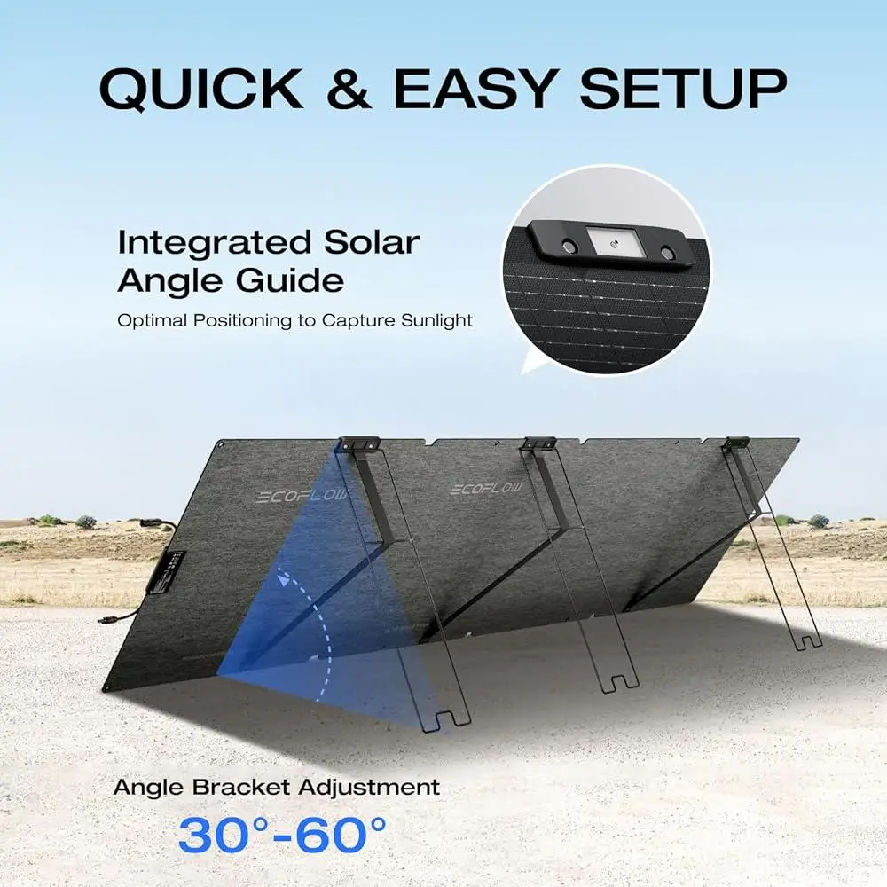 220W Portable Solar Panel High Efficiency N-Type Solar Cells Foldable Durable Lightweight Adjustable Angle IP68 Waterproof