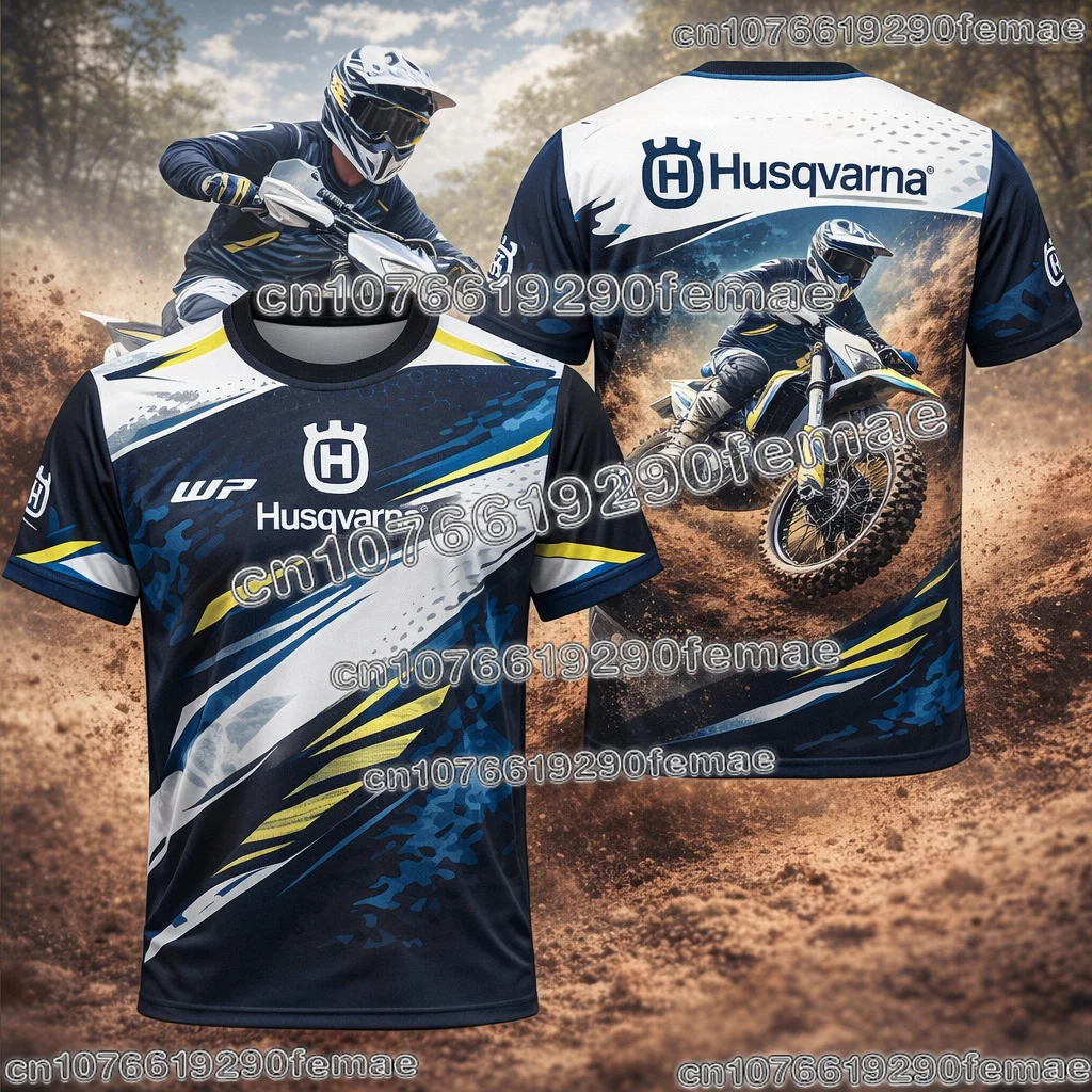 

2026 Hot Sale Husqvarna Motorcycle Print Graphic Tee Oversized Casual T-Shirt for Riders with Unique Moto Style