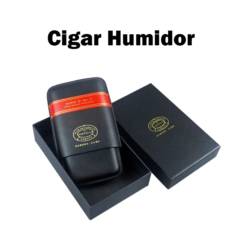 

2023 NEW Leather Cigar Case Travel Pocket 3 Cigar Tube Humidor Holder With Cigars Cutter Smoking Accessories Tool Men Gifts