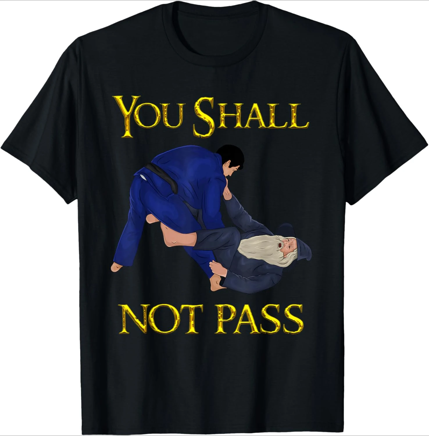 BJJ Guard Passing You shall not pass Brazilian JIu Jitsu design-100% cotton summer O-neck short sleeve printed men's T-shirt.