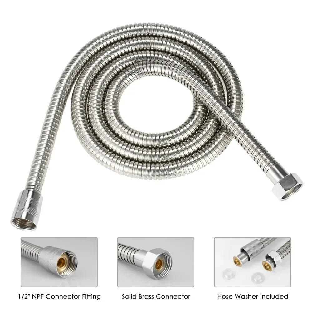 

59-дюймовый душевой шланг, гибкая трубка из нержавеющей стали для ручной насадки для душа, удлиненный взрывозащищенный сменный шланг для бюстгальтеров