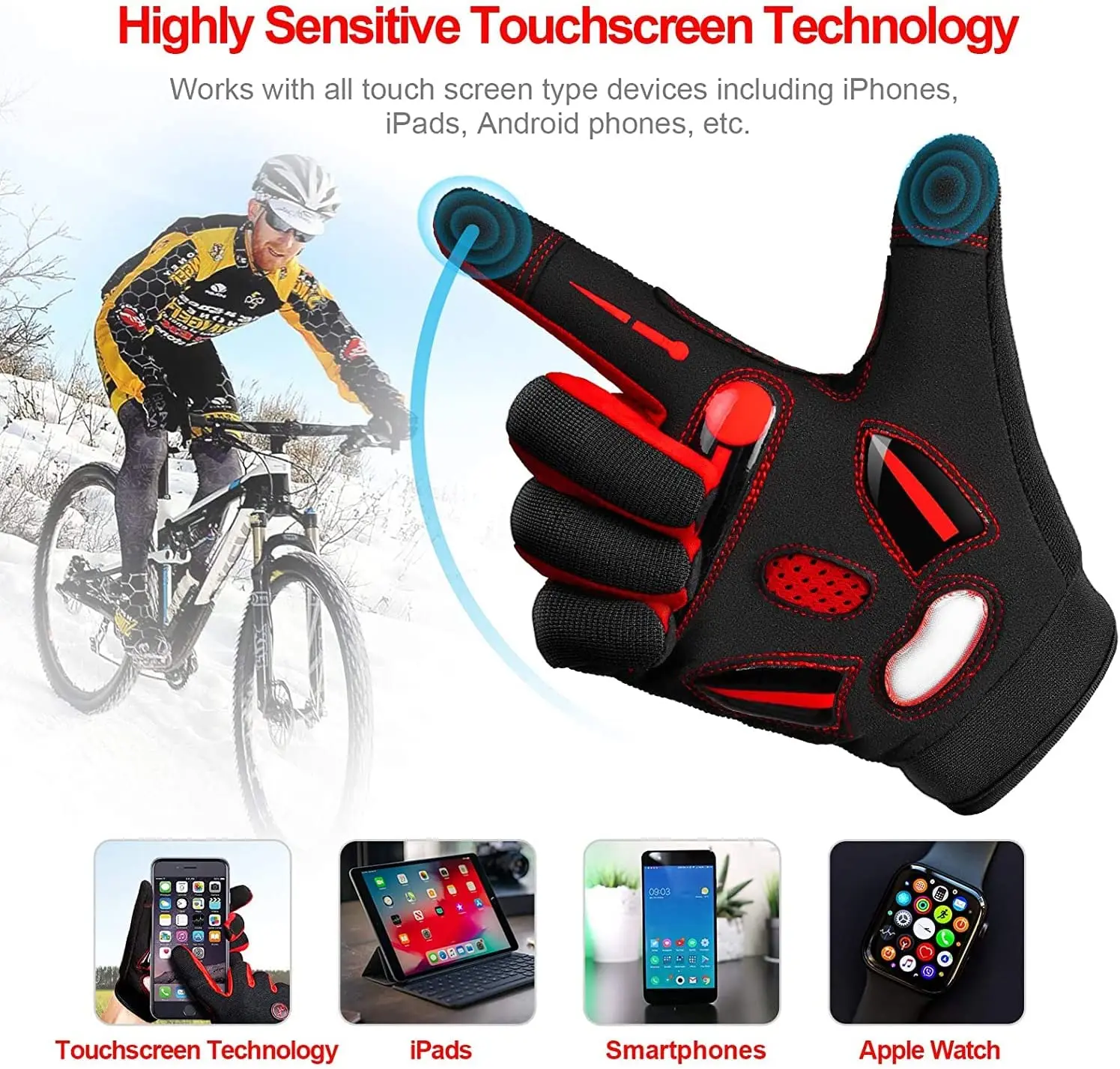 Guanti da corsa Guanti sportivi da motocross Guanti da ciclismo traspiranti antiscivolo per bici da strada MTB Guanti da bicicletta touch screen