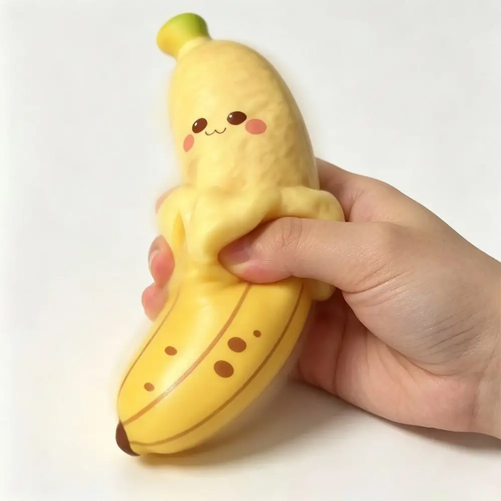 PU Simulated Banana Squeeze Toy Slow Rising Peeled Banana Shape Banana Stress Toy Gradient Banana Style Soft Sensory Toy