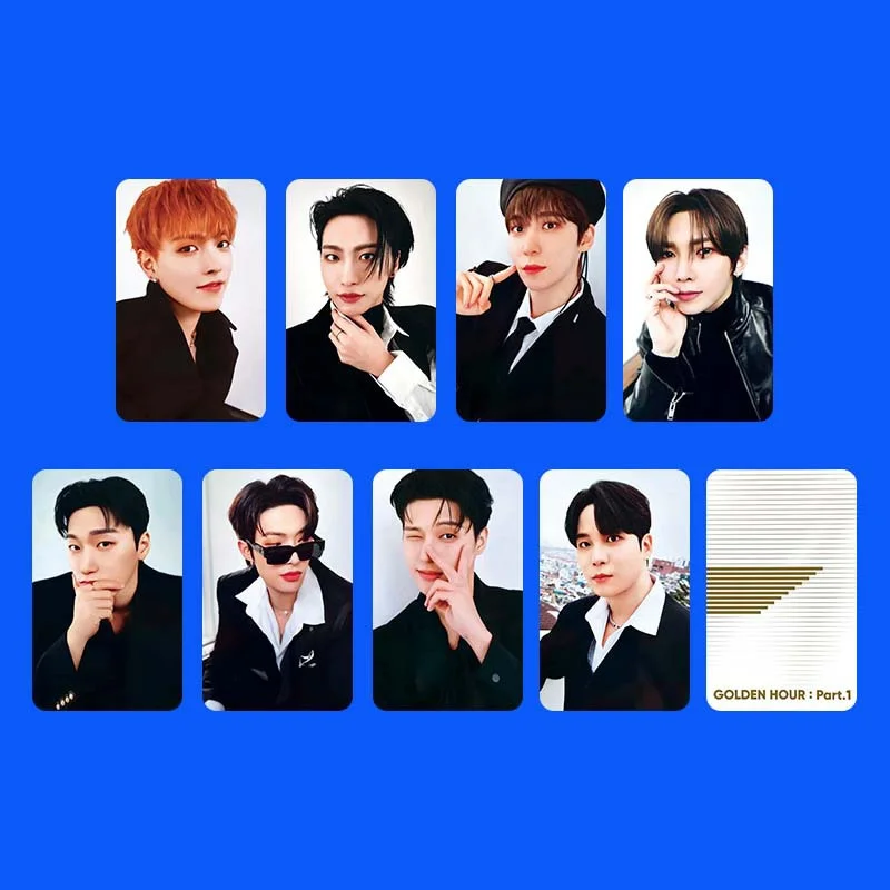 Kpop 8pcs/set ATEEZ Mini Ten Album GOLDEN HOURLOMO Card Mingi Hongjoong High Quality HD Fan Collection Gift Postcard