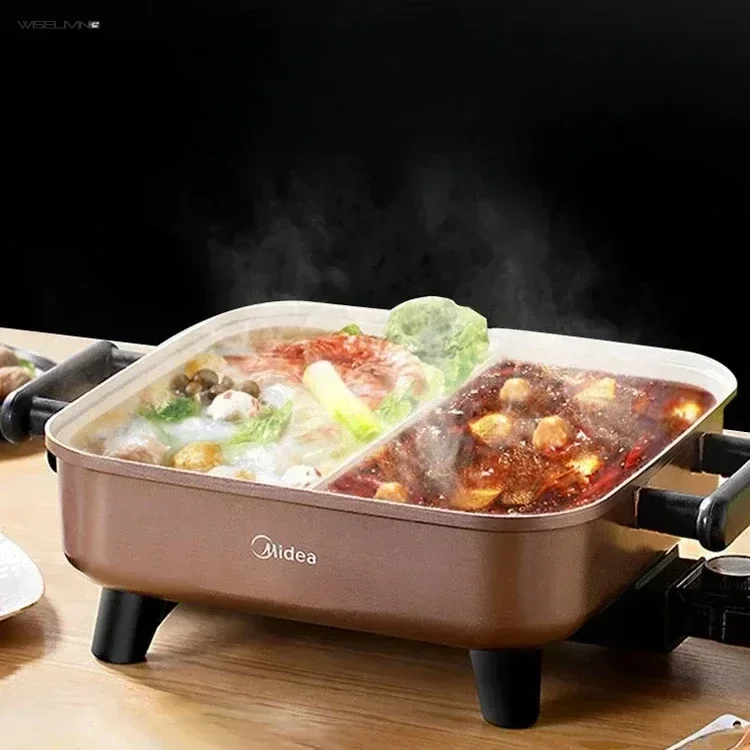 

Household electric hot pot. Double flavor. Multi-function. New style. Comes with pans. hotpot cooker