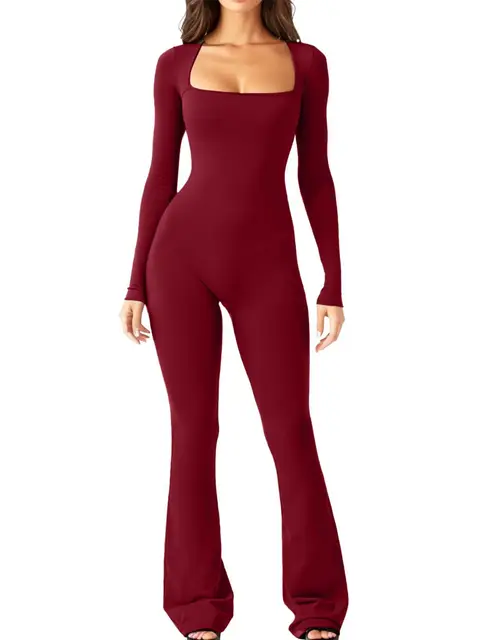 Modne wąskie kombinezony damskie seksowne opakowanie Hip Bodycon kwadratowy kołnierzyk głęboki dekolt modny damski kombinezon Streetwear odzież w stylu Y2k