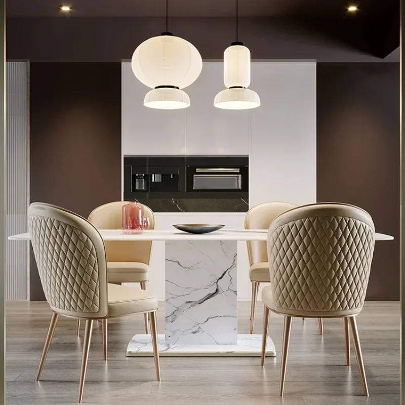 

4 People 6 People Dining Table Rectangular Matte Table and Chair Combination