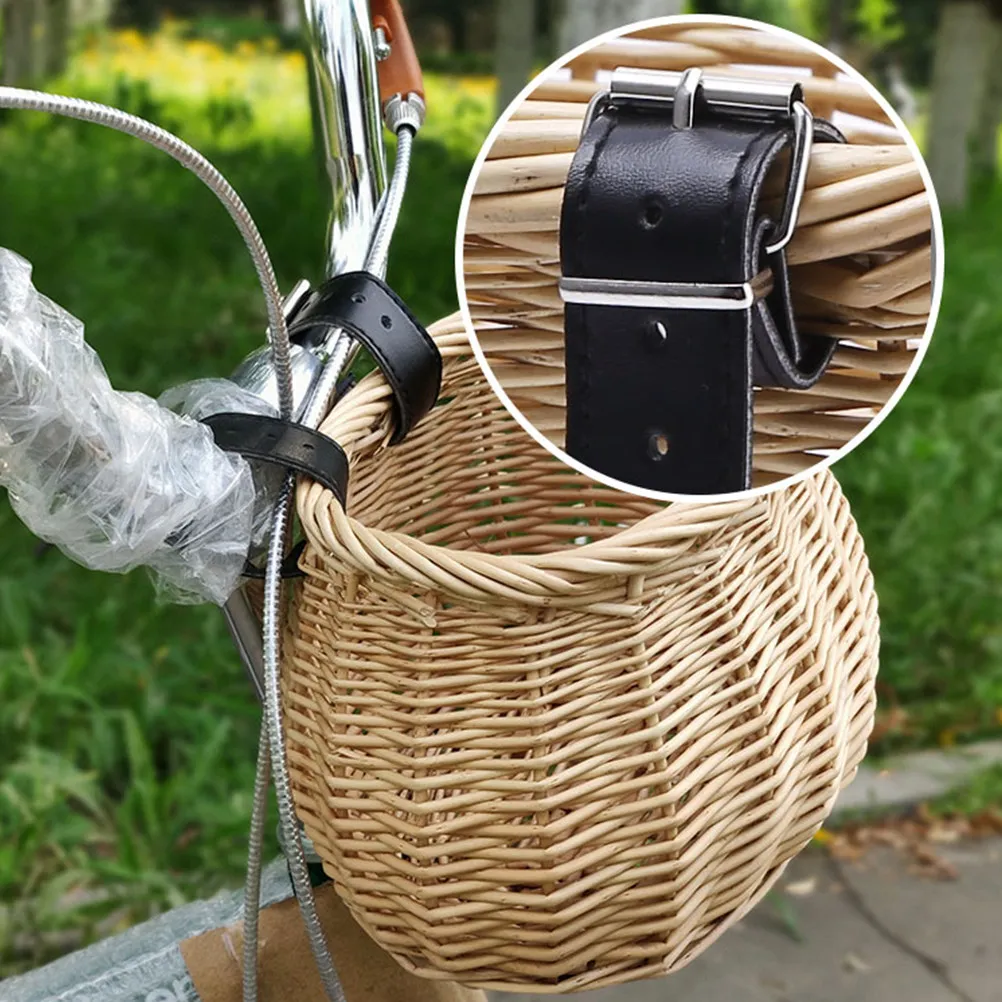 

1Pcs Woven Willow Bicycle Basket Front Rattan Basket Durable Scratch Resistant Large Storage Heavy Duty for Outdoor Cycling