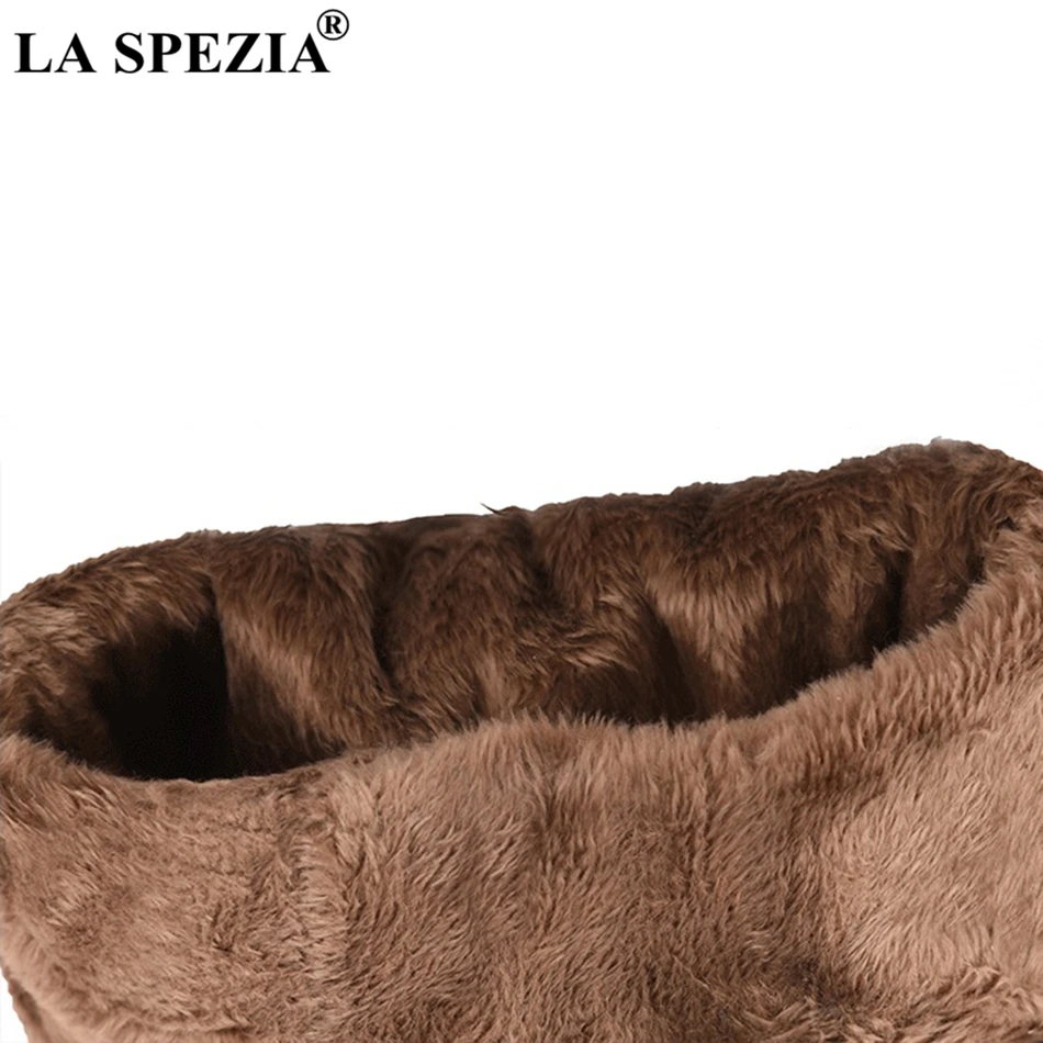 LA SPEZIA Leather Gloves Women Winter Rabbit Fur Pom Pom Gloves Pink PU Fleece Ladies Elegant Windproof Touchscreen Mittens