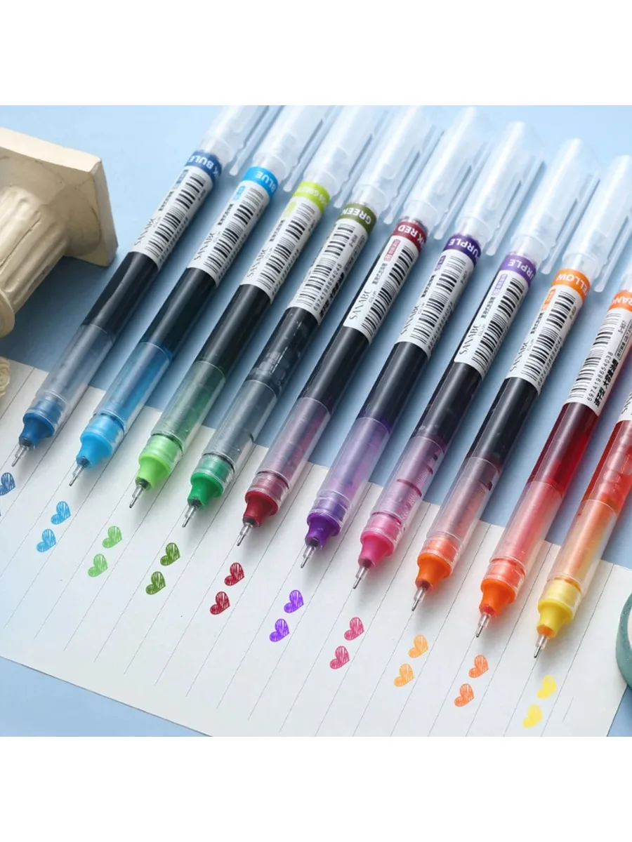 Stylos de gel de couleur 10 pièces. Séchage rapide grande capacité, 0,5 mm, adaptés aux étudiants, prise de notes, marquage, dessin, libération.