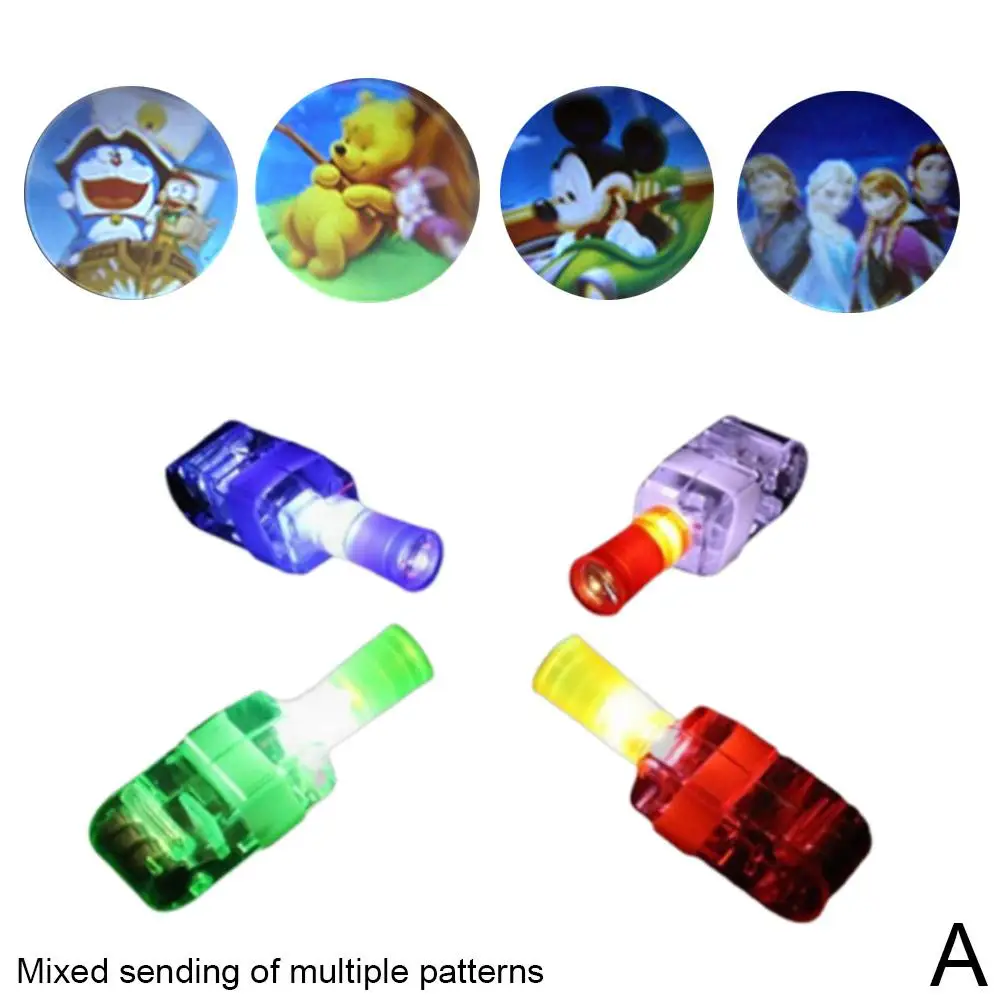 LED 손가락 조명 다채로운 레이저 방출 만화 손가락 프로젝션, 어린이 조명 장난감, 빛나는 조명, W9j2, 1 개