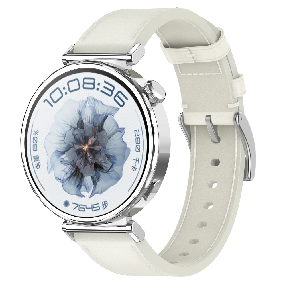 Correa de cuero con prensa de 18mm, pulsera para reloj Huawei GT4 de 41MM/GT5 de 41MM, correa de reloj con capa de cabeza suave, botón de cuero Wat