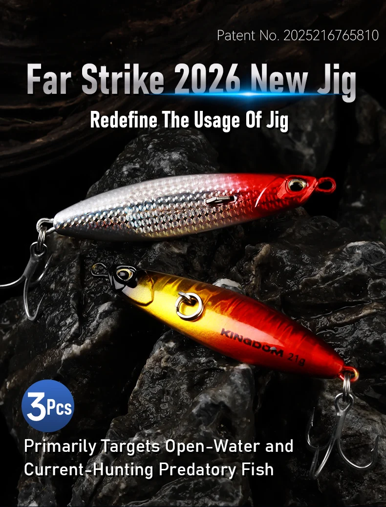 Kingdom 3-teiliges Far Strike Metall-Jig-Angelköder-Set 7g 10g 14g 17g 21g Sinkender Weitwurf-Jigköder für Seebarsch Künstlicher Köder – Detail 1