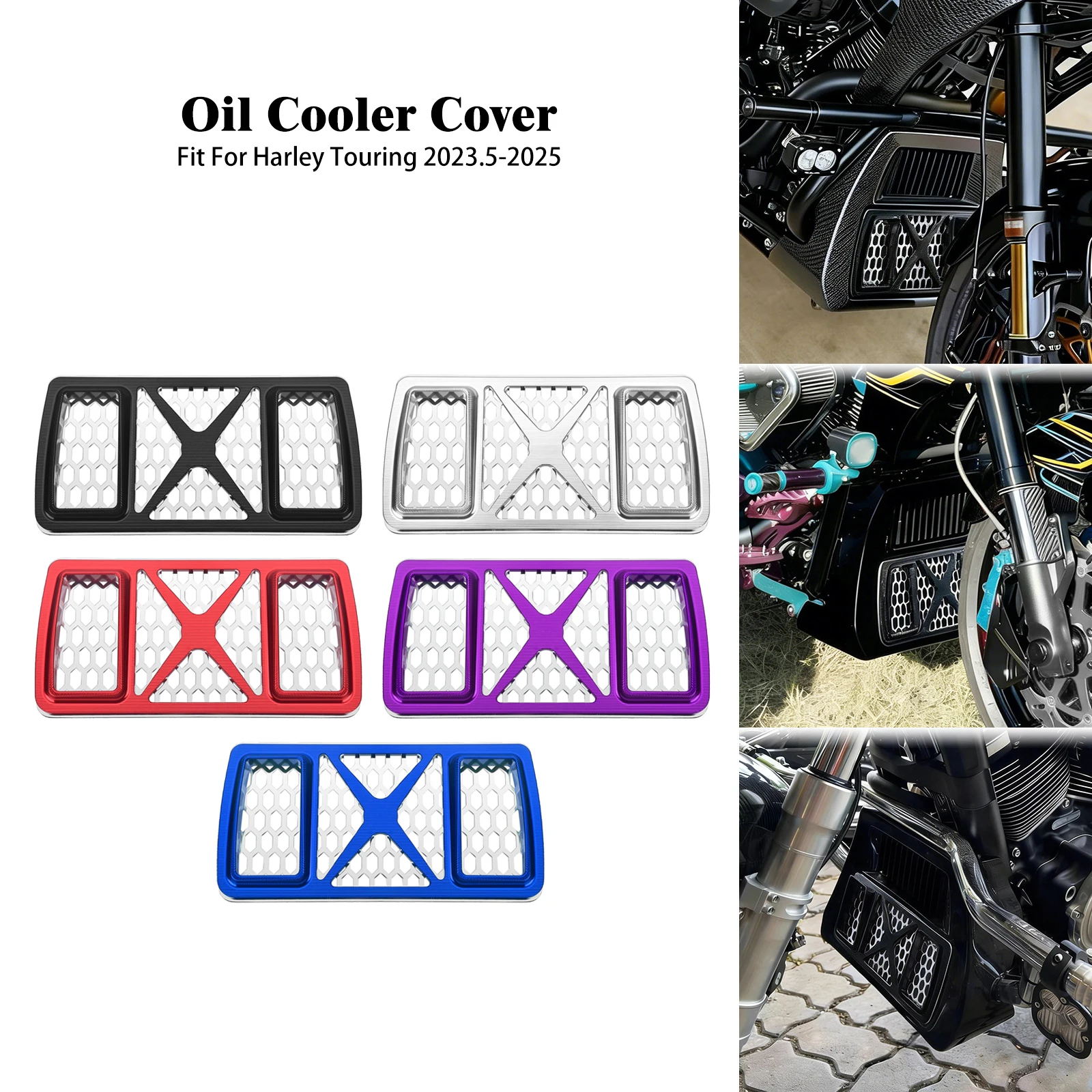 

Motorcycle Radiator Guard Protection Aluminum Grill Cover Oil Cooler Screen For Harley Touring Road Electra Street Glide 23.5-25