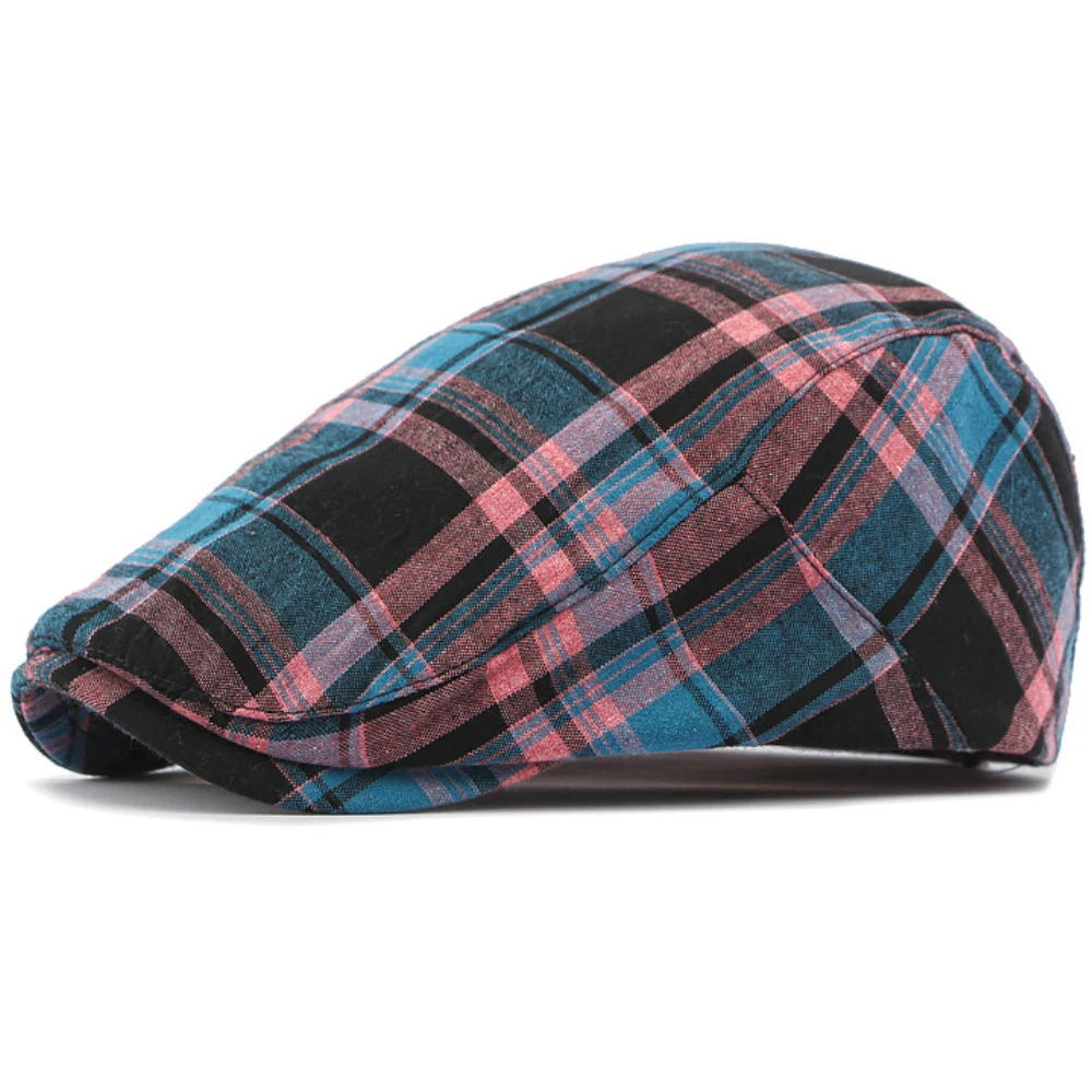 HT4345 Beret Cap Spring Summer Caps for Men Women Vintage Plaid Artist Painter Beret Hat Male Female Adjustable Flat Cap Berets