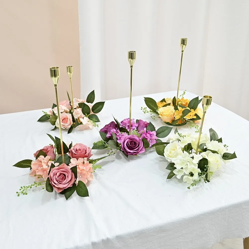 Couronnes de fleurs artificielles en soie de 20 cm, style européen, pour bougies, fausses roses, décoration de vitrine