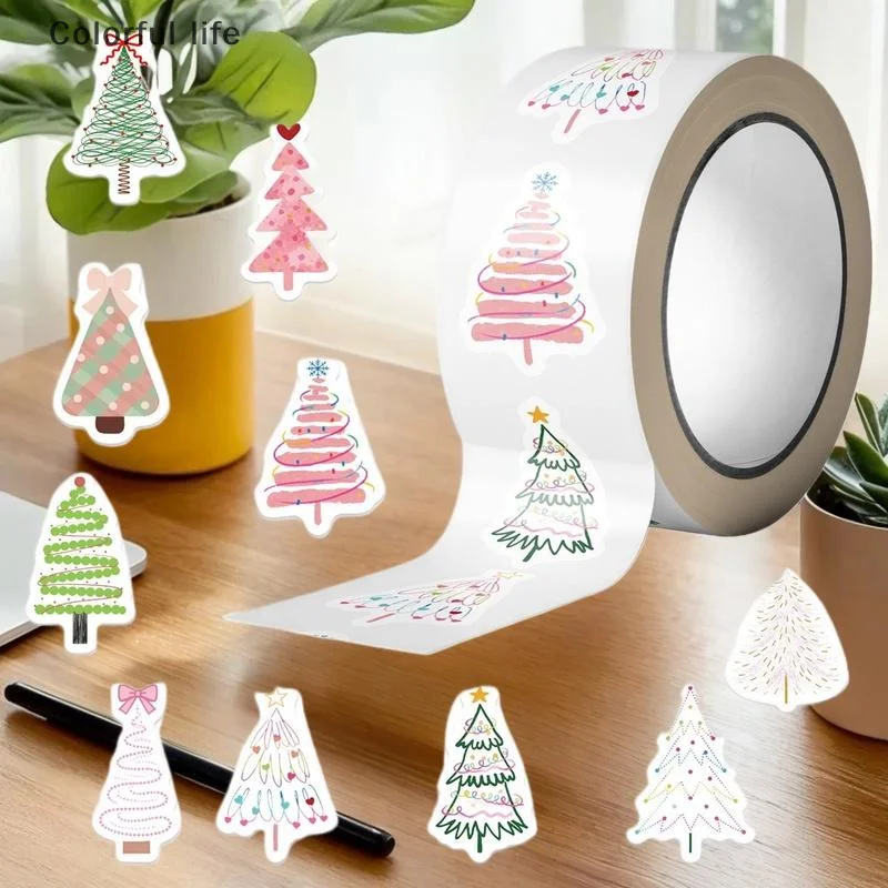 

pieces per Roll Beautiful Christmas Tree Adornments; Gift Wrapping Label Sticker; Use For Scrapbook Station Decor and Rewards
