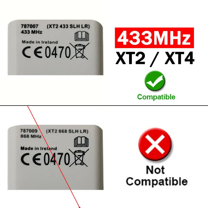 Imagem -02 - Garagem Porta Controle Remoto Transmissor de Mão Programação Receptor Uso Portão 433mhz Xt4 Xt2 433 Slh lr 787007 10 Pcs