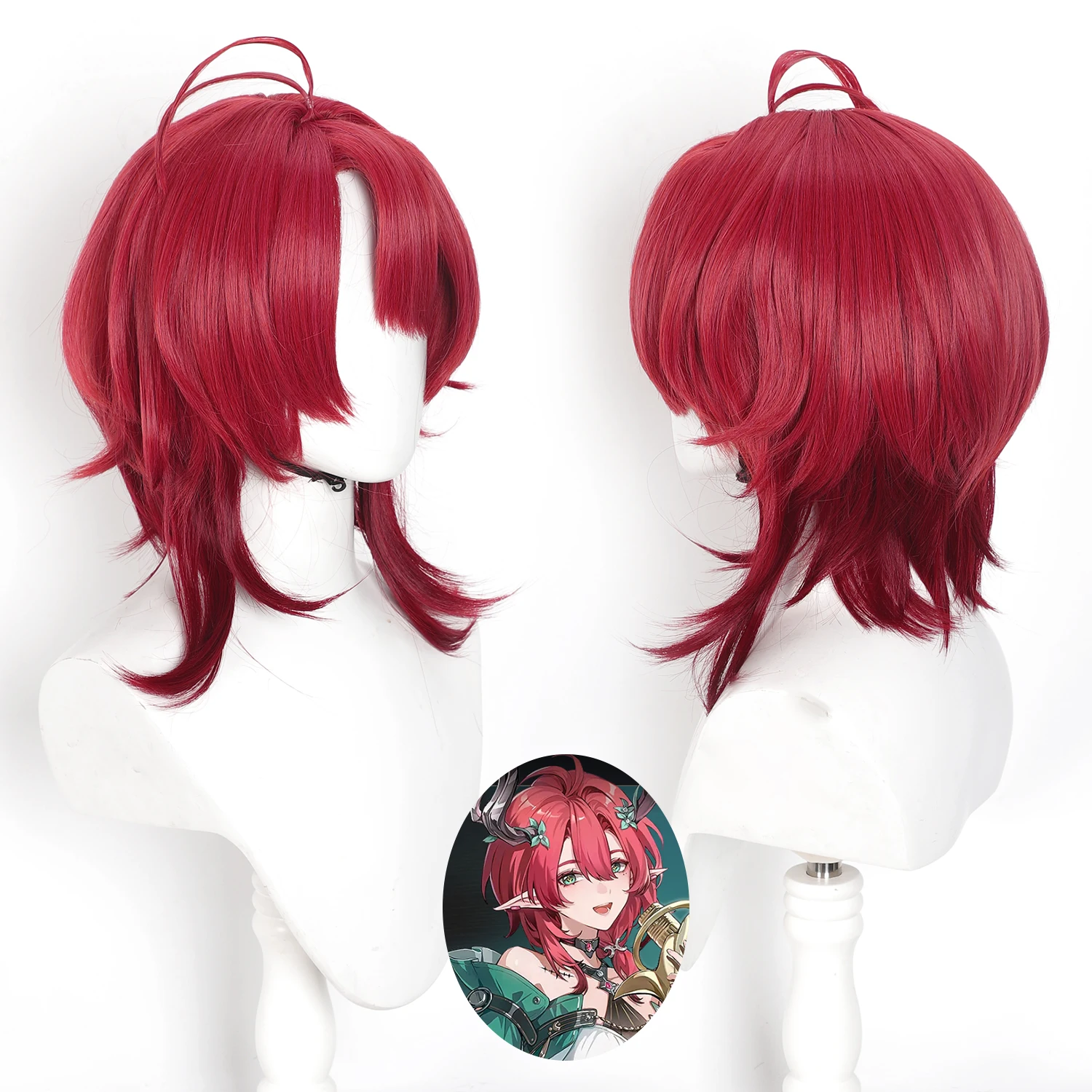 

Парик для косплея Wuthering Waves, аниме-парик Ciaccona, красный парик для ролевых игр с челкой, синтетический парик для аниме-вечеринок и маскарадов