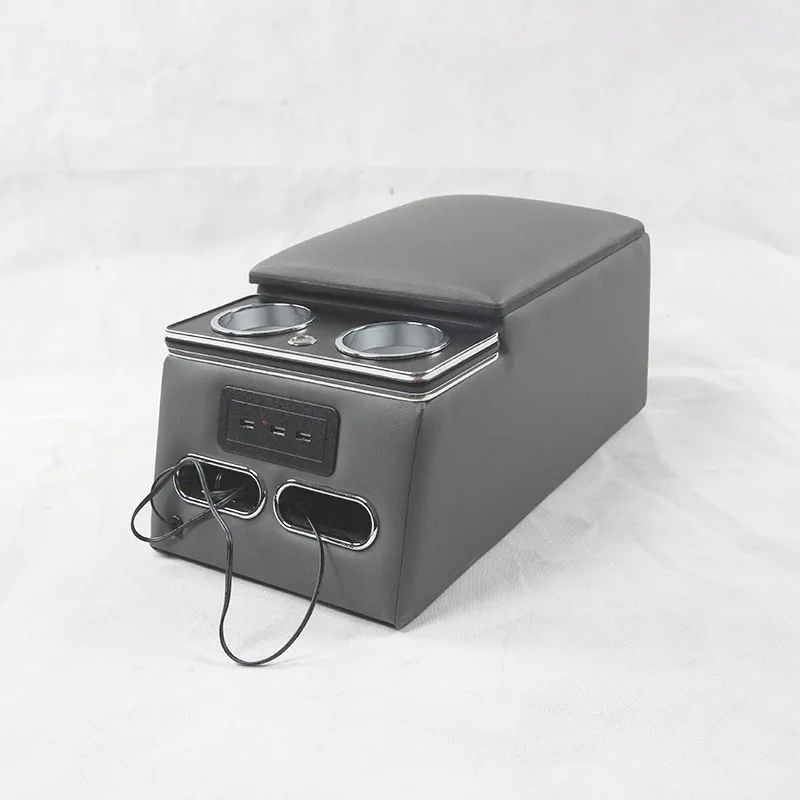 Factory Direct 24*45*20cm Car Rear Center Console , Leather Rear Armrest with Cup Holder & USB Port for Auto Interior Decoration