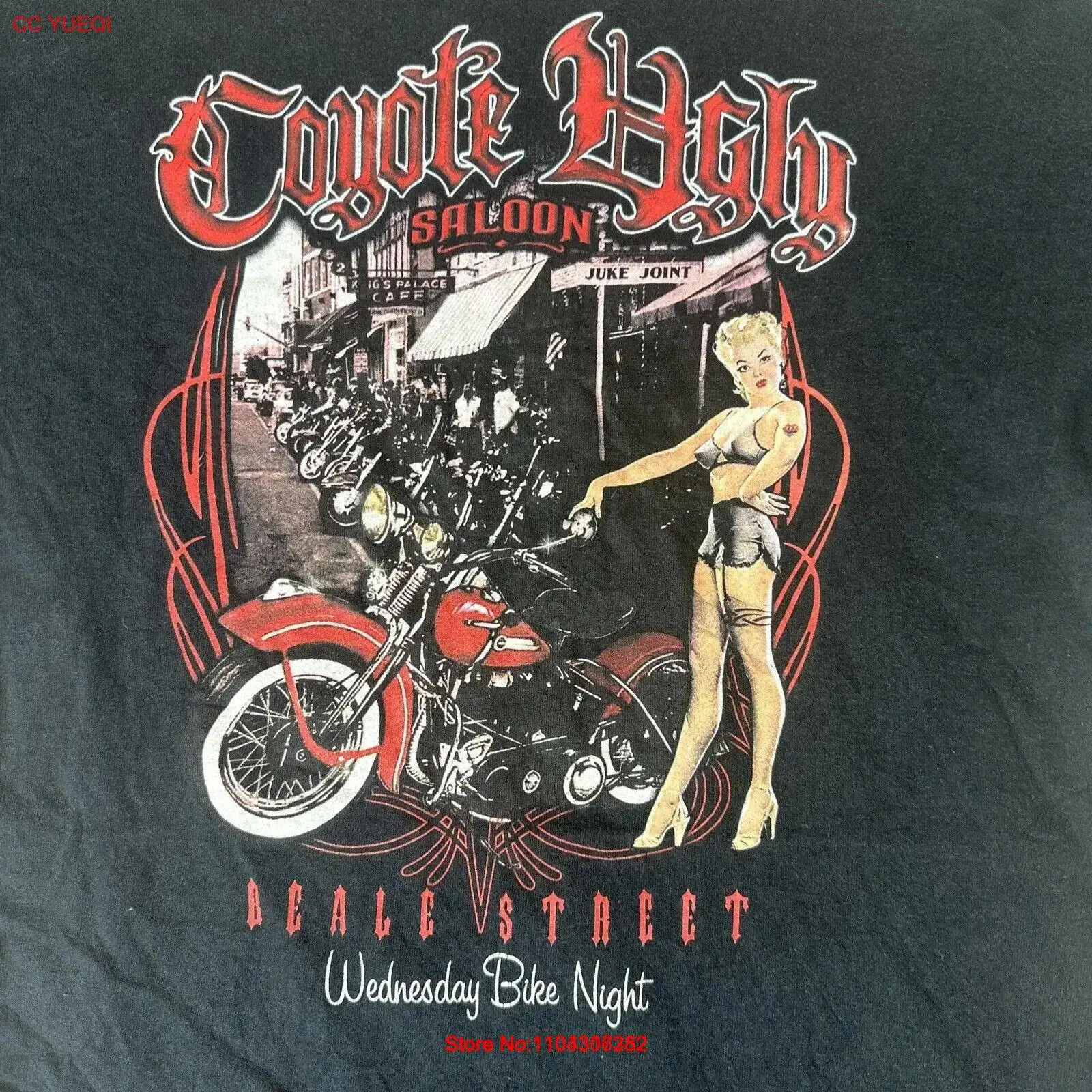 Coyote Ugly Saloon Wednesday Bike Night Biker Nashville Graphic T Shirt Size M