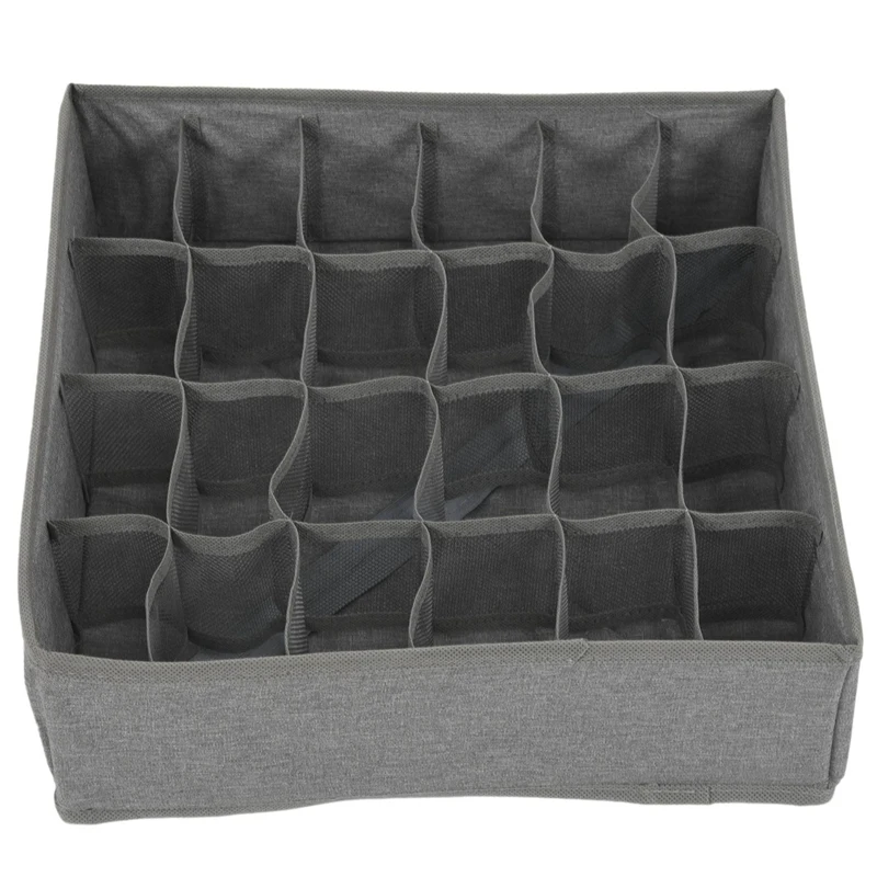 ABWR-2 Pak kloset kaus kaki Organizer laci pembagi, 24 sel dilipat lemari kabinet pengatur kotak penyimpanan pakaian dalam untuk Stor