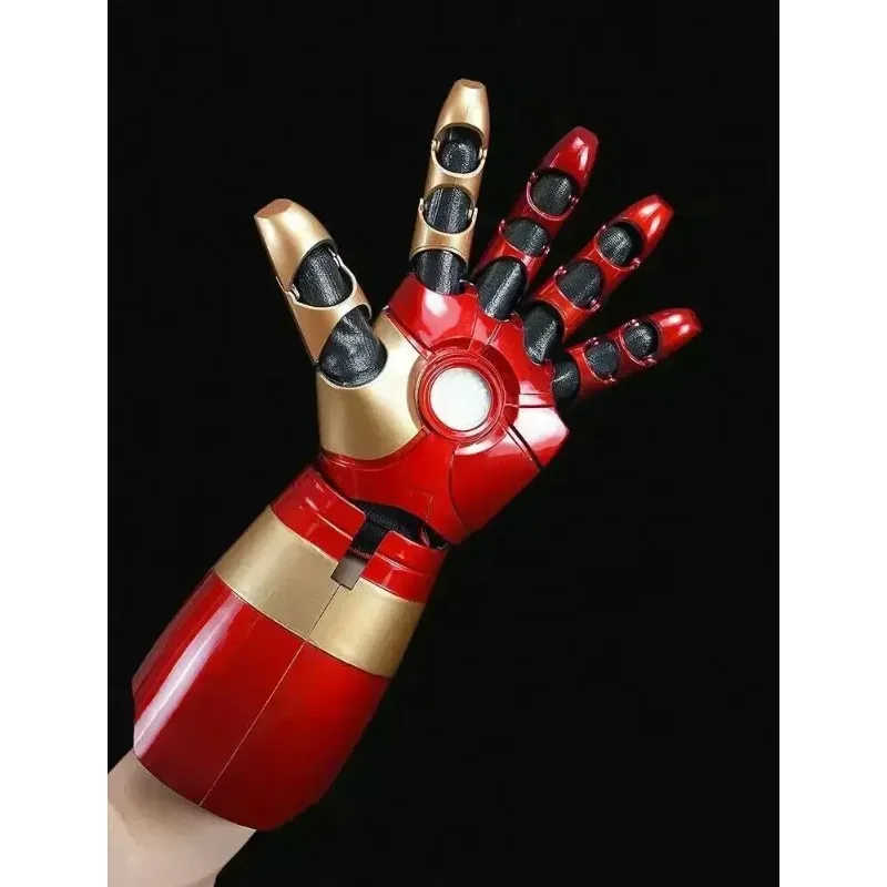 Alat Peraga Pesta Kostum Cosplay 1/1 Iron Man MK42 XLII Mainan Kucing Tangan Lengan Tantangan Blaster Dapat Dipakai Mark42 Bagian Cosplay Tangan Pelindung LED