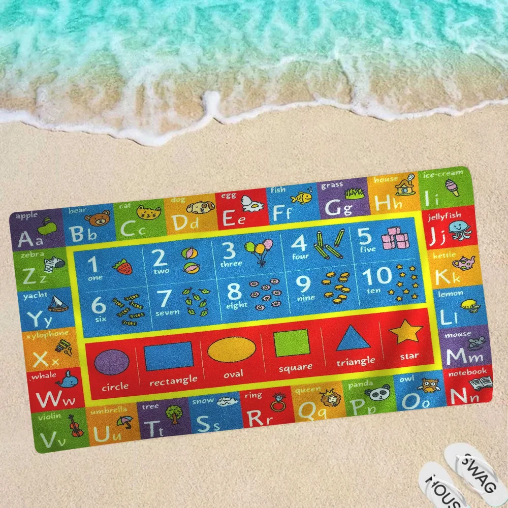 

Cartoon Kids Playroom Alphabet Cartoon Beach Towel Cute Kawaii Room Decor Bath Girls Children Hand Towels For Bathroom Shower