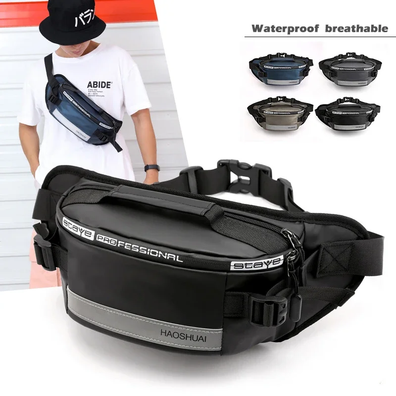 

Fashion Waterproof Fanny Pack for Outdoor Leisure Fitness Reflective Strip Waist Bag Anti-theft Mobile Phone Chest Bag Belt Bag
