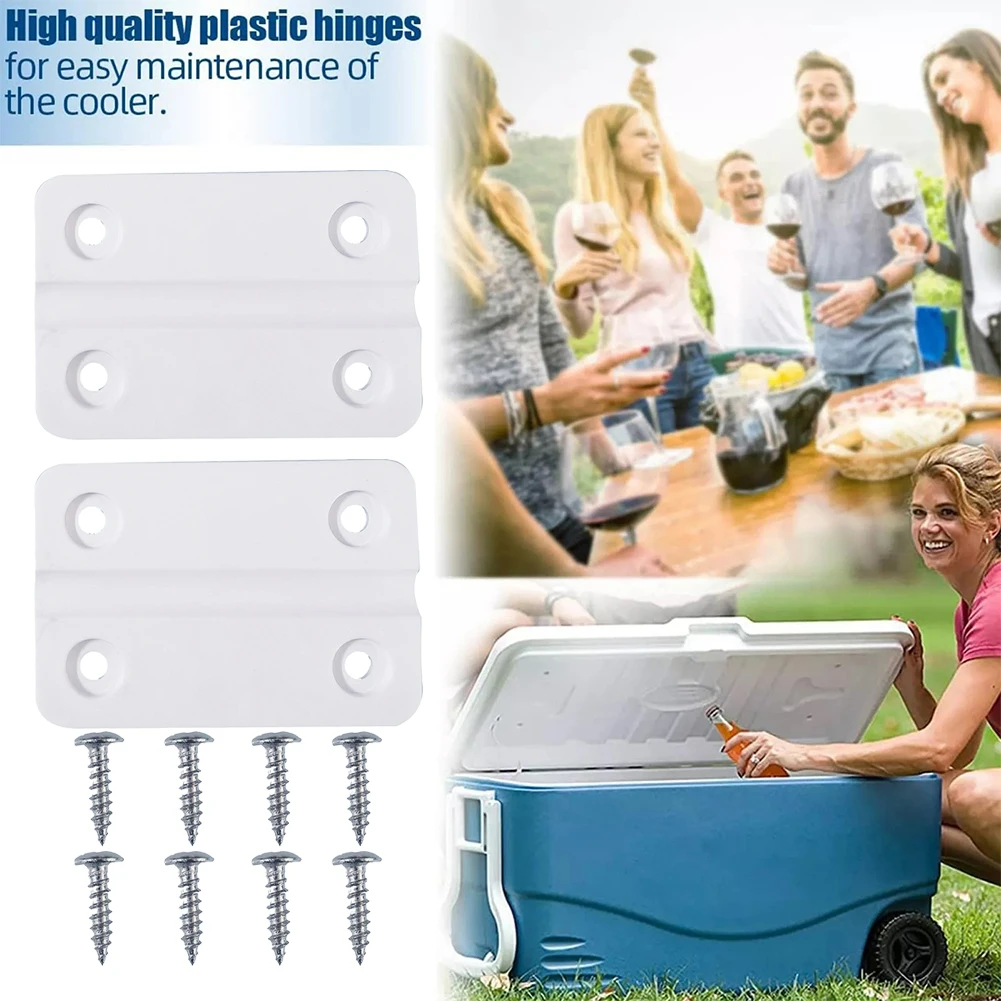 2 Pcs Plastic Hinges Replacement Hinges With 8pcs Stainless Screws Parts Kit For Igloo Coolers Maintenance Tools