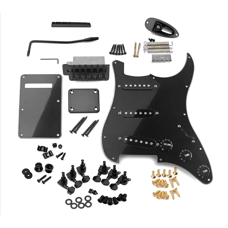 Complete DIY Accessory Kit For Electric Guitar Including Pre-Wired Pickguard Bridge Pickups And Other Guitar Accessories