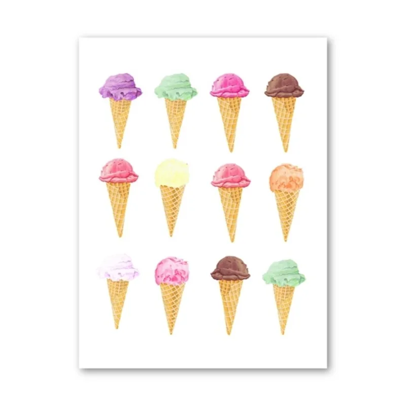 Colored Ice Cream Frameless Posters Minimalist Print Canvas Painting Wall Art for Living Room Modern Home Decor