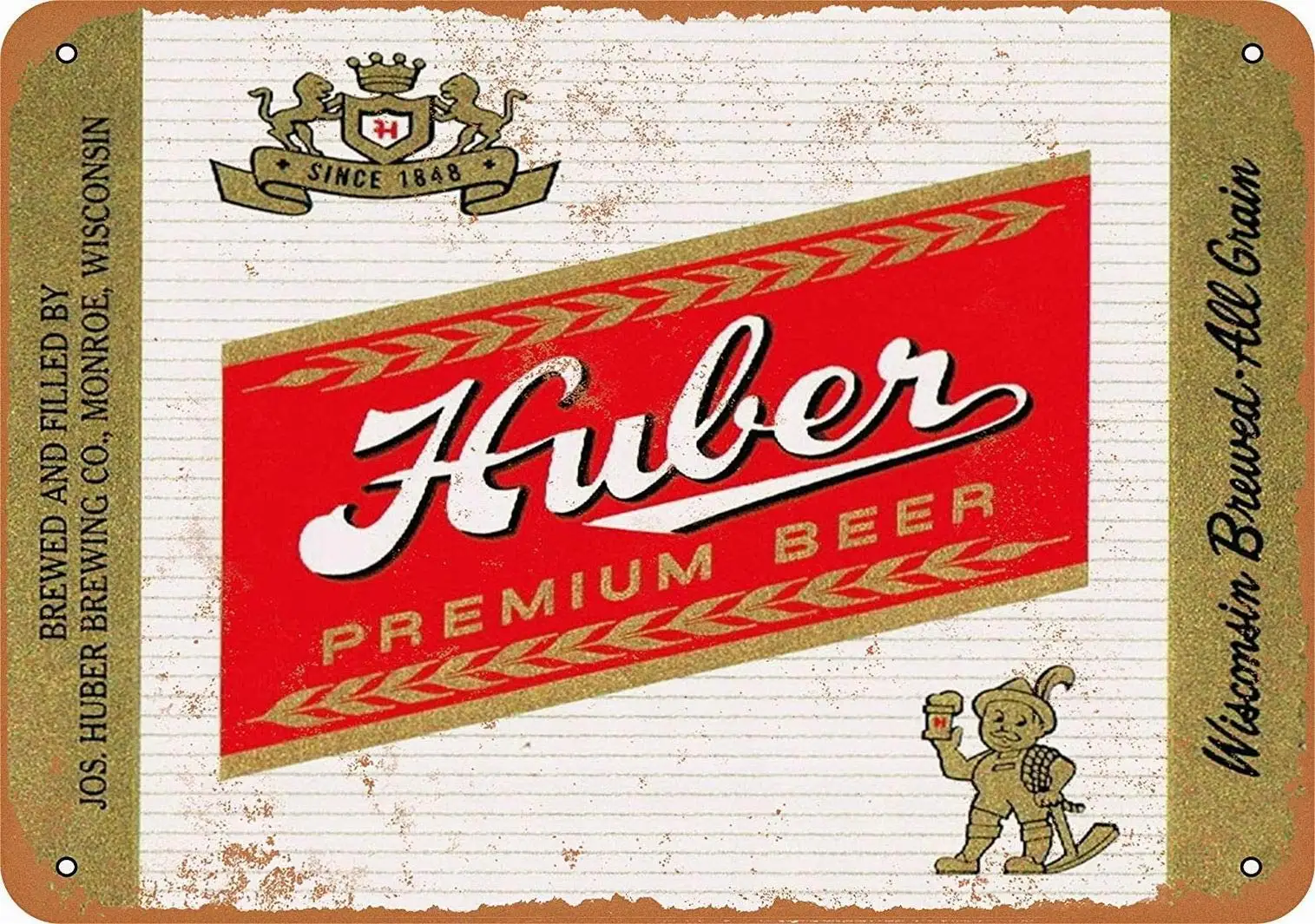 PaBoe 12 x 16 METAL SIGN - Huber Beer - Vintage Decorative Tin Sign