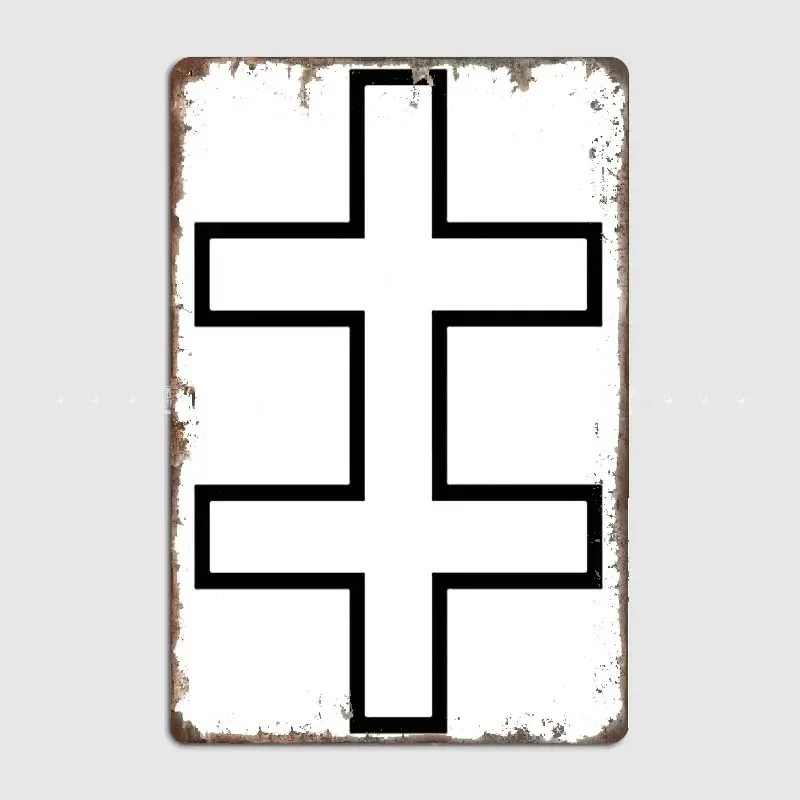 

Black Double Cross Retro Metal Tin Plaque Sign with Classic Aesthetic Artwork for Wall Decoration In Room, Bar, Office