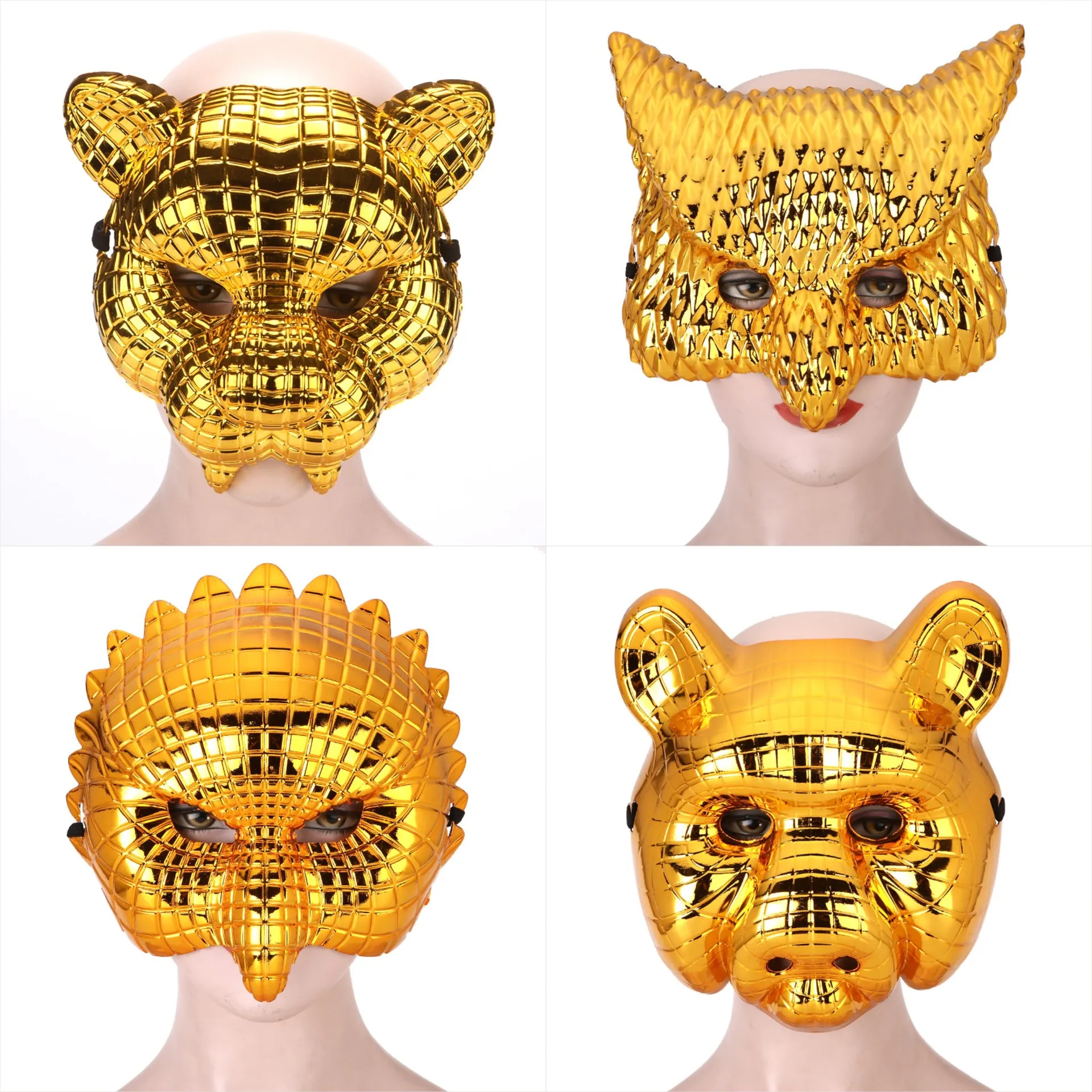 

Halloween Lion Leopard Owl Pig Head Electroplating Mask Korean Popular Movie Themed Dress Up Game Props
