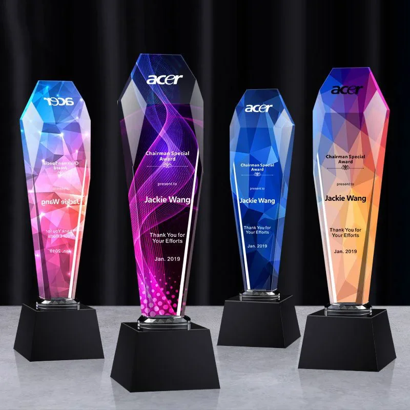 

High-end Customized Crystal Trophy Personalized Color Printing Text LOGO Annual Meeting Award Music Speech Contest Souvenirs