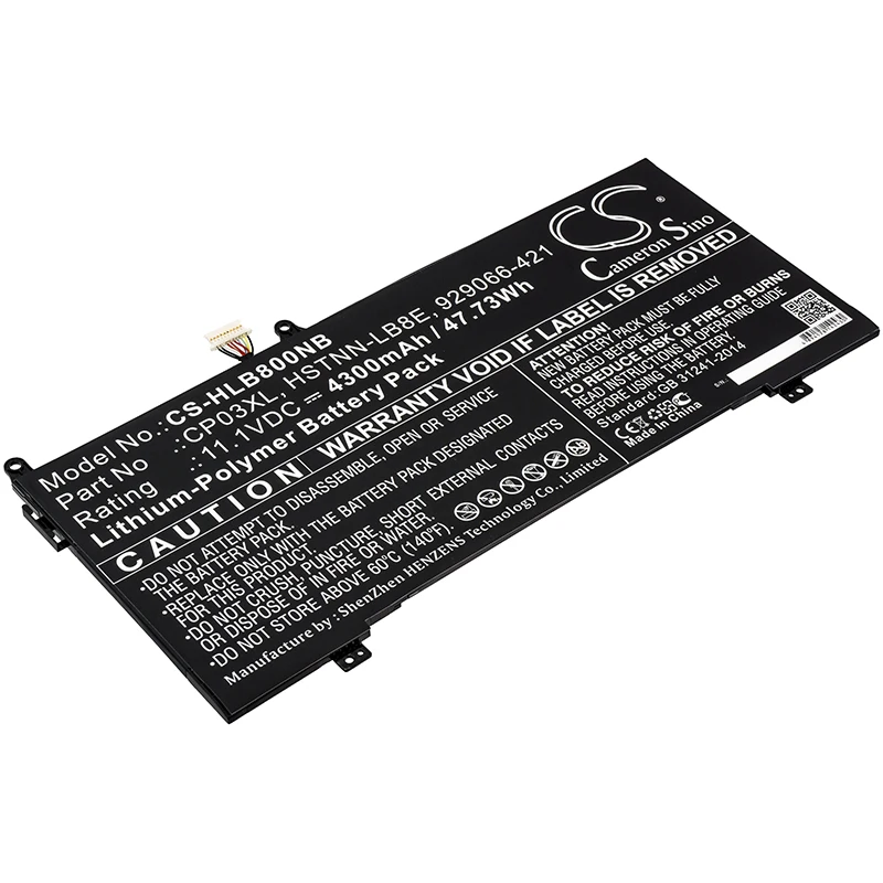 Li-Polymer Notebook, Laptop Battery for HP,11.1v,4300mAh,Spectre x360 13 Convertible,Spectre x360 Convertible,CP03XL,CP03060XL