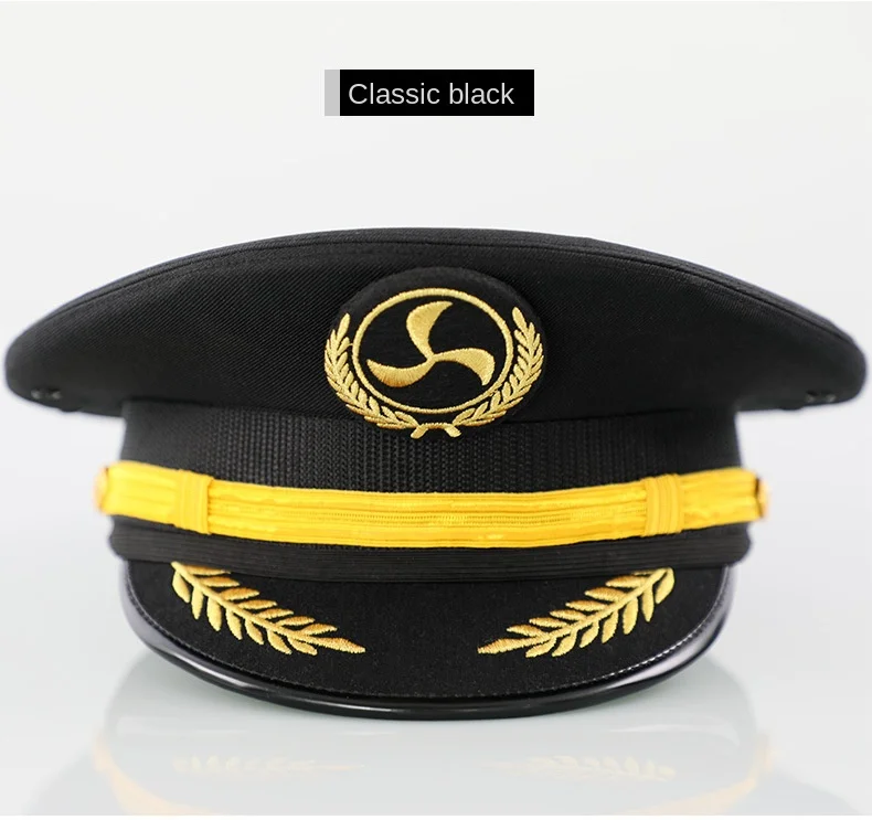 Great Quality Captain's Hat Big Cornice Hat Aviation Cap Pilot's Performance Party Head-wear for Small Head and Big Head 55-62cm