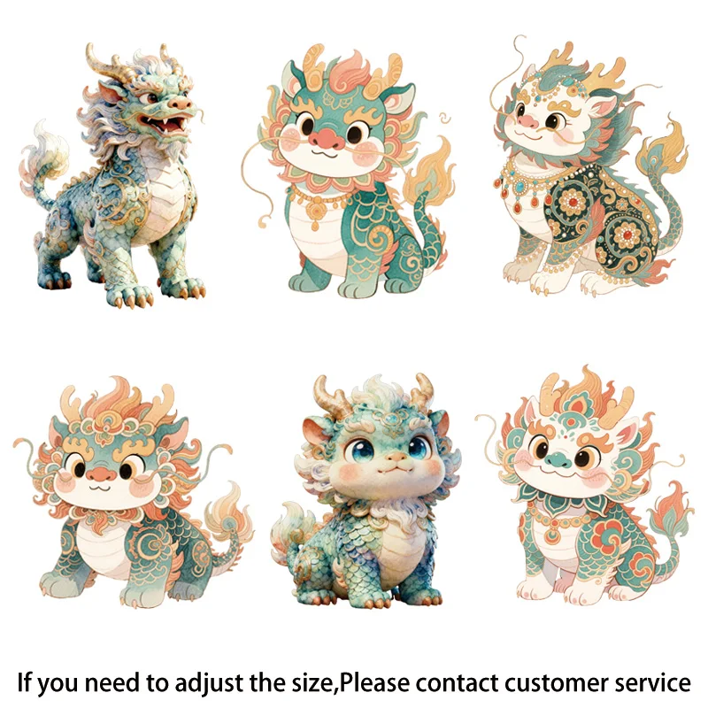 Traditional Watercolor Qilong Heat Transfer Decals, Strong Adhesion, Ideal for Short Sleeve & DIY Crafts