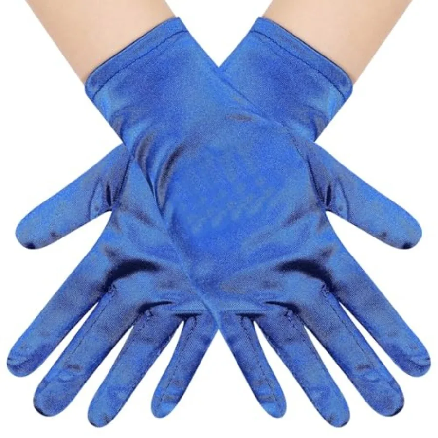 Womens Satin Short Wrist Length Gloves for Parties